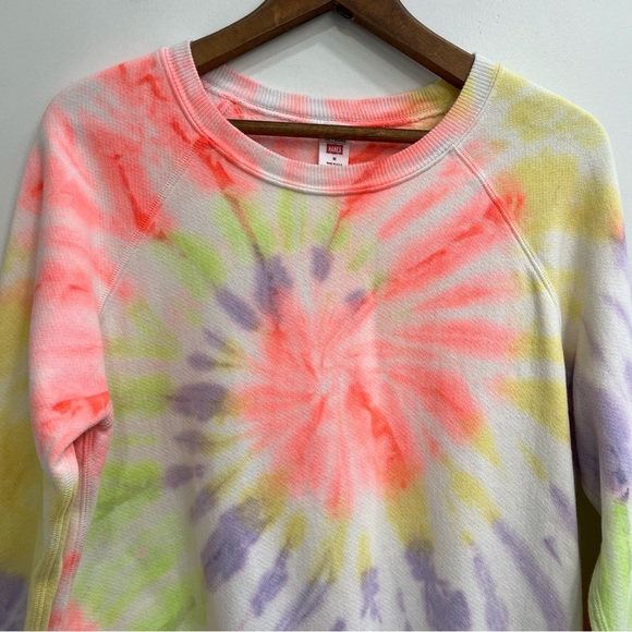 RE/DONE tie dye sweatshirt Hanes Classic Raglan Crewneck Neon Spiral Dye Medium - Picture 4 of 9